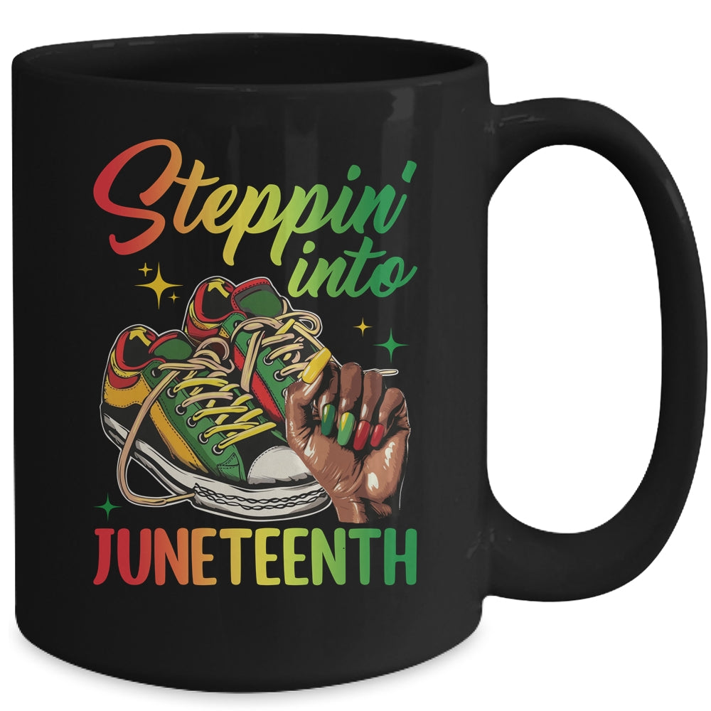 Stepping Into Juneteenth Afro Woman Black Girls Sneakers Mug | teecentury