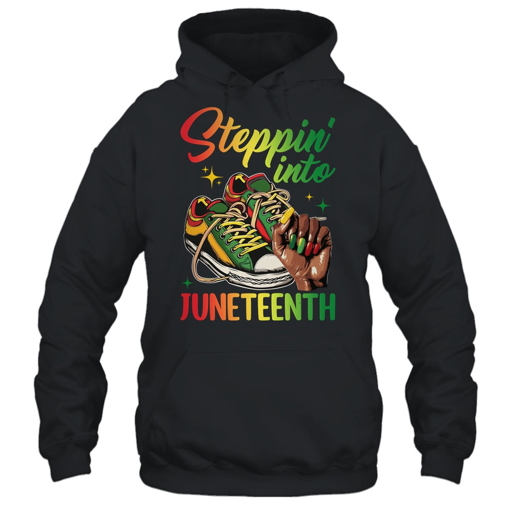 Stepping Into Juneteenth Afro Woman Black Girls Sneakers Shirt & Tank Top | teecentury