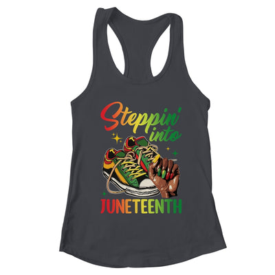 Stepping Into Juneteenth Afro Woman Black Girls Sneakers Shirt & Tank Top | teecentury