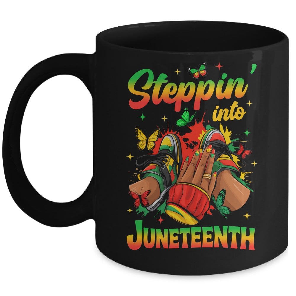 Stepping Into Juneteenth Afro Women Black Girls Sneakers Mug | teecentury