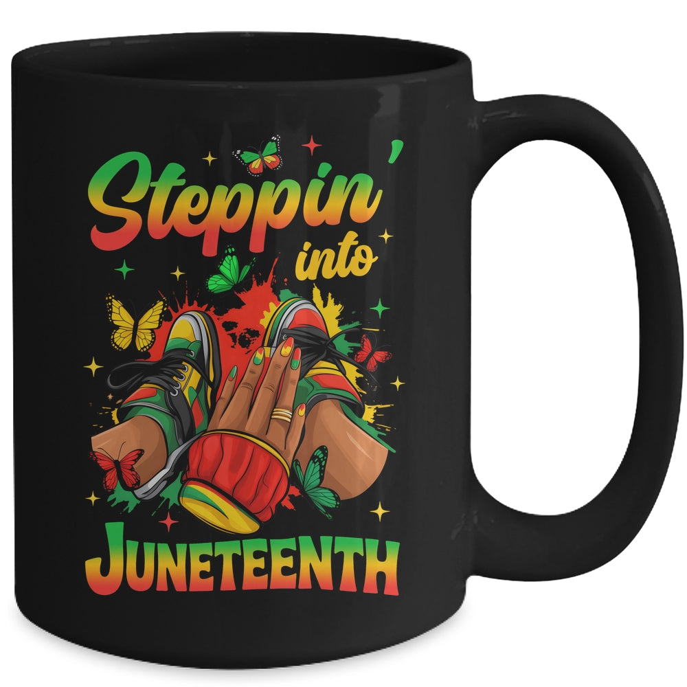 Stepping Into Juneteenth Afro Women Black Girls Sneakers Mug | teecentury