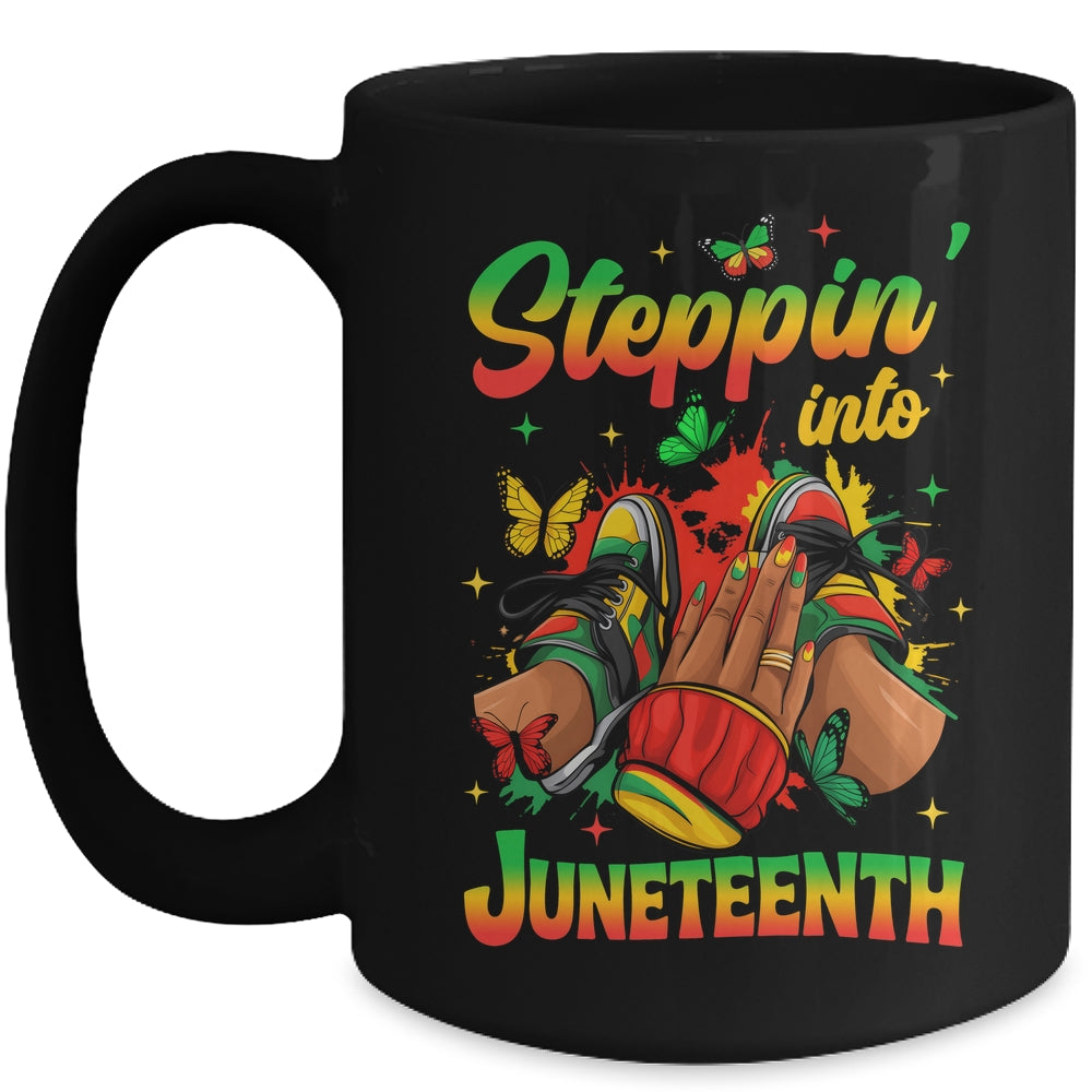 Stepping Into Juneteenth Afro Women Black Girls Sneakers Mug | teecentury