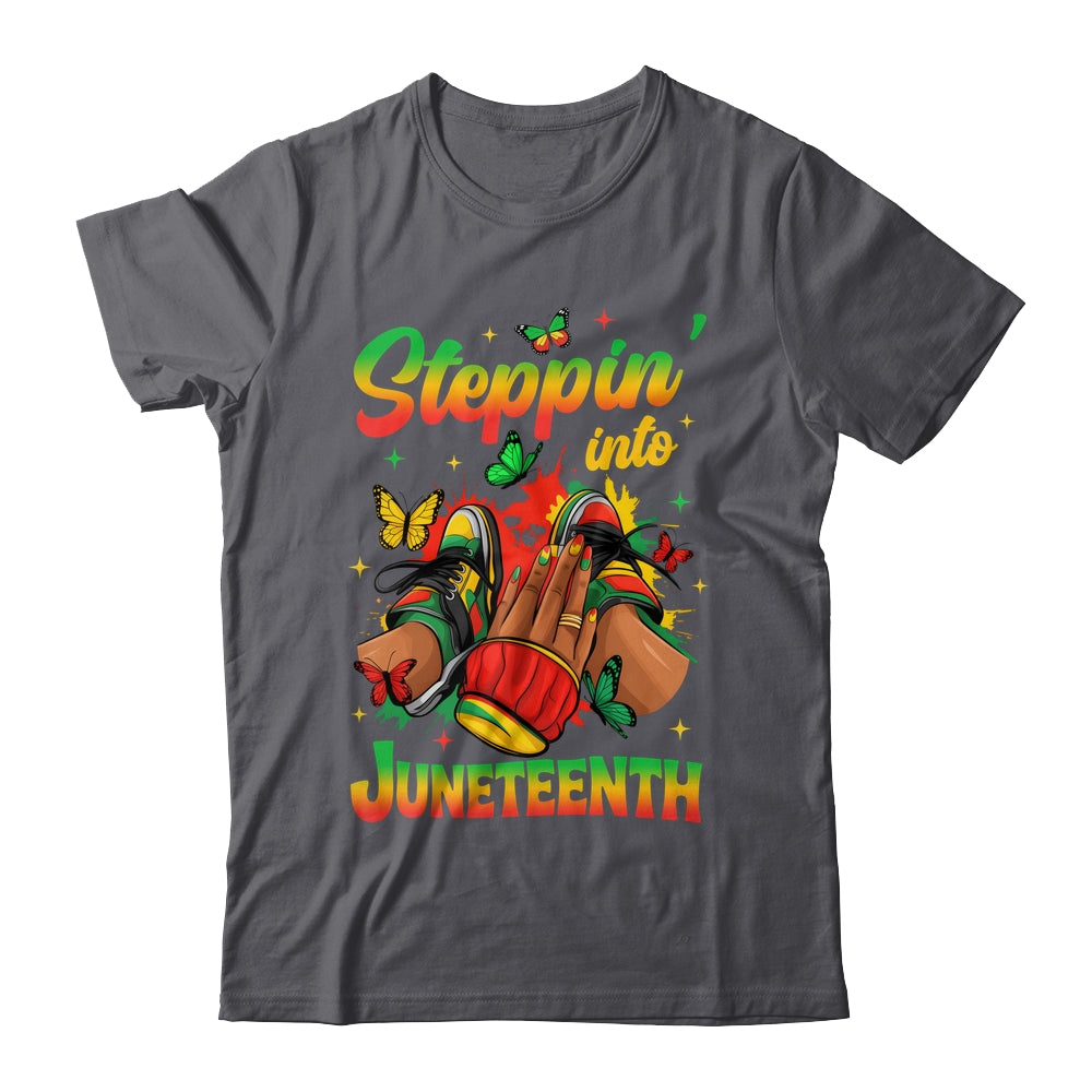 Stepping Into Juneteenth Afro Women Black Girls Sneakers Shirt & Tank Top | teecentury