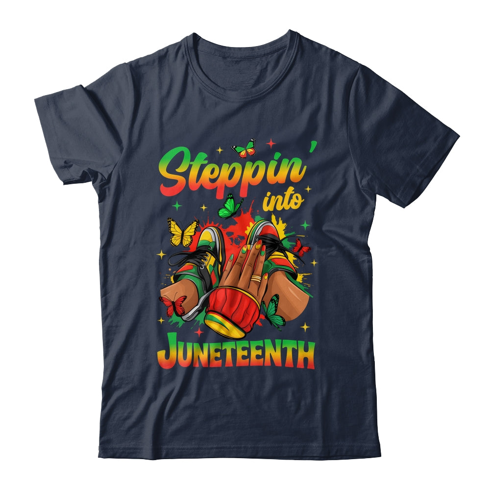 Stepping Into Juneteenth Afro Women Black Girls Sneakers Shirt & Tank Top | teecentury