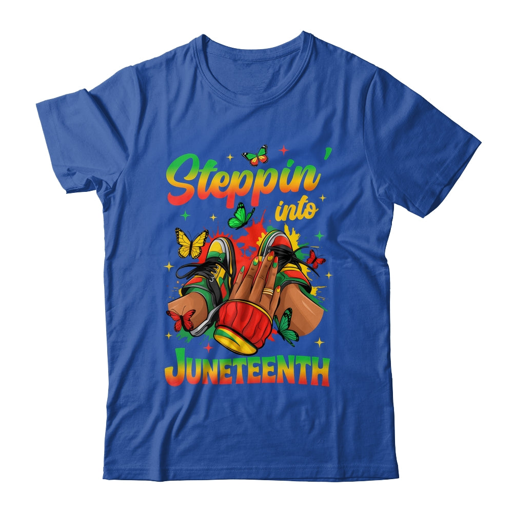 Stepping Into Juneteenth Afro Women Black Girls Sneakers Shirt & Tank Top | teecentury