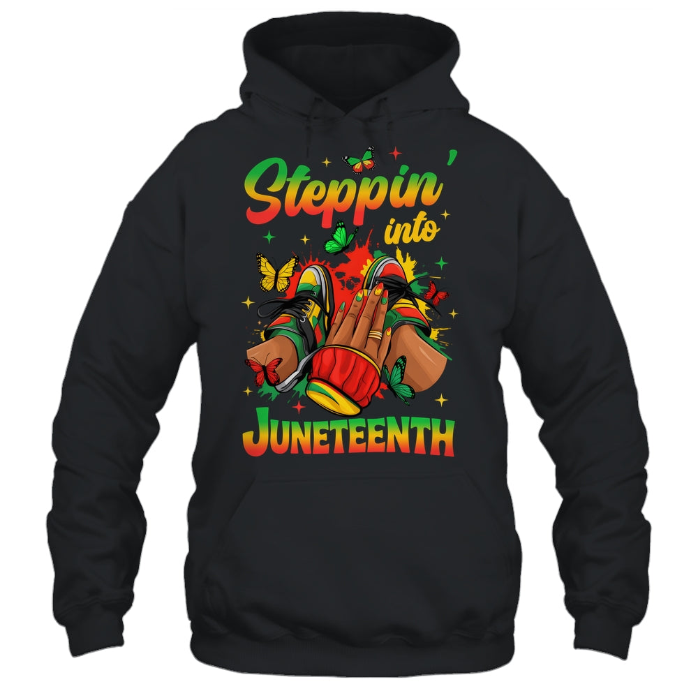 Stepping Into Juneteenth Afro Women Black Girls Sneakers Shirt & Tank Top | teecentury
