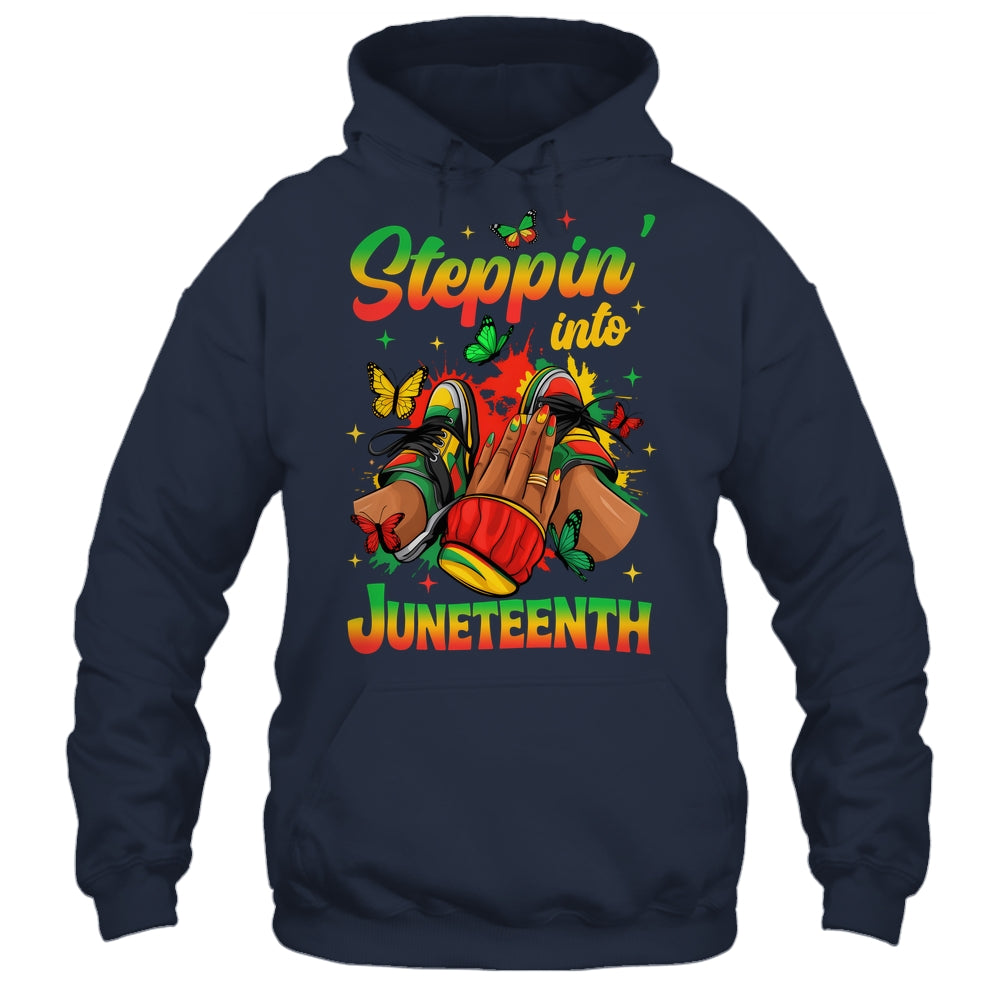 Stepping Into Juneteenth Afro Women Black Girls Sneakers Shirt & Tank Top | teecentury