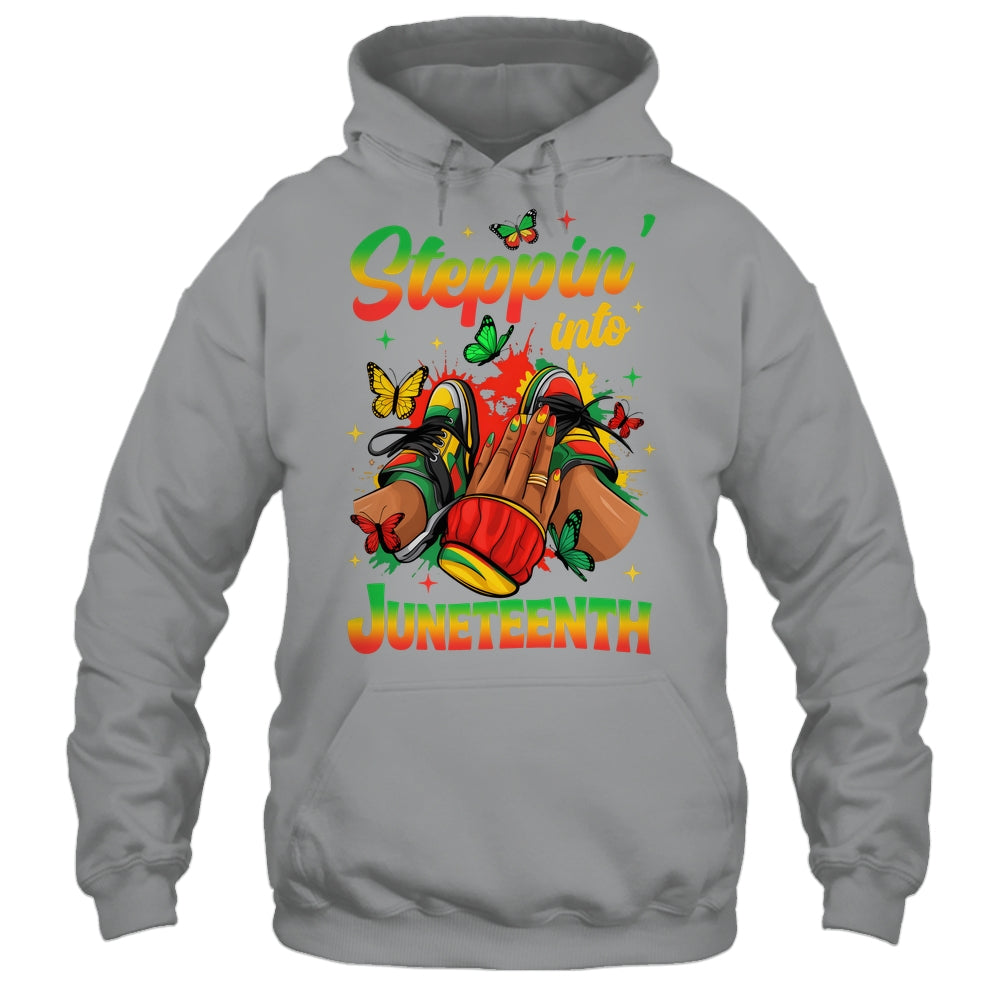Stepping Into Juneteenth Afro Women Black Girls Sneakers Shirt & Tank Top | teecentury