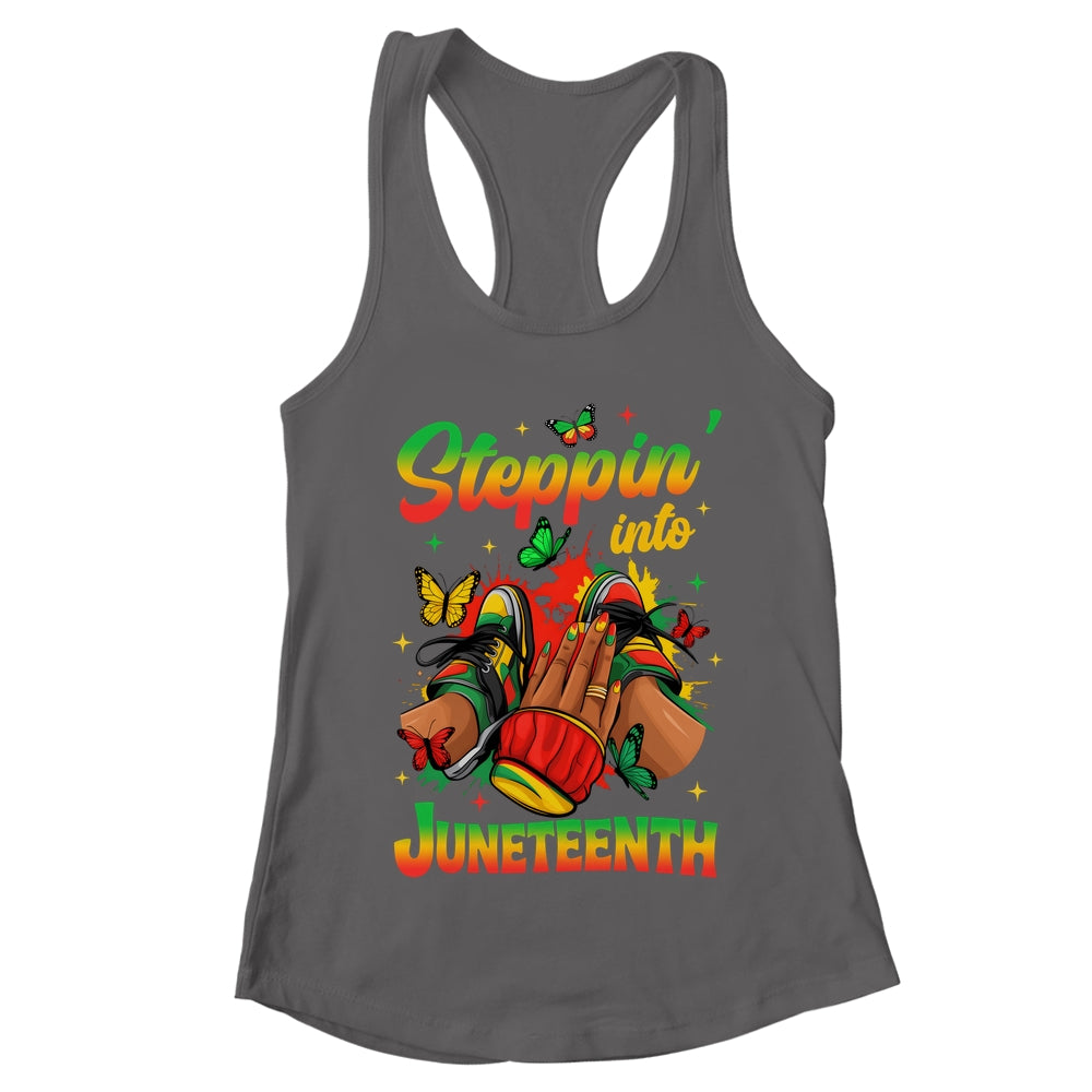 Stepping Into Juneteenth Afro Women Black Girls Sneakers Shirt & Tank Top | teecentury
