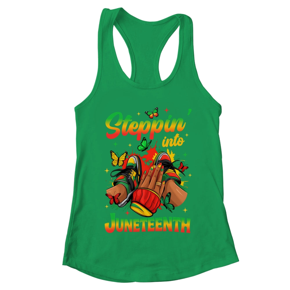 Stepping Into Juneteenth Afro Women Black Girls Sneakers Shirt & Tank Top | teecentury