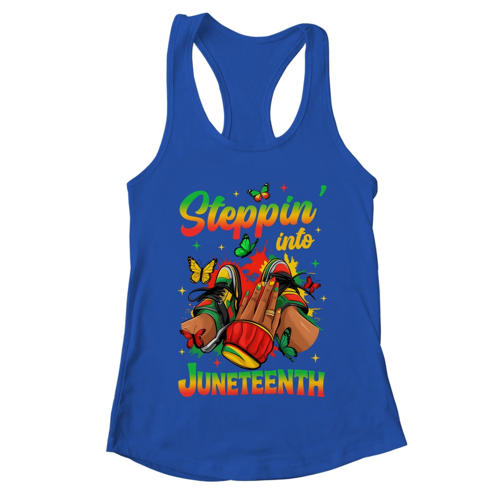 Stepping Into Juneteenth Afro Women Black Girls Sneakers Shirt & Tank Top | teecentury