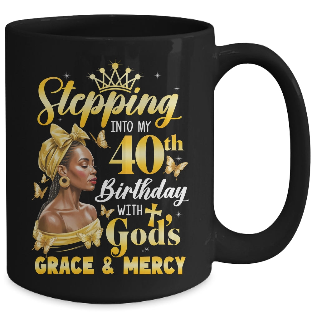 Stepping Into My 40th Birthday Afro Woman Religious Birthday Mug | teecentury