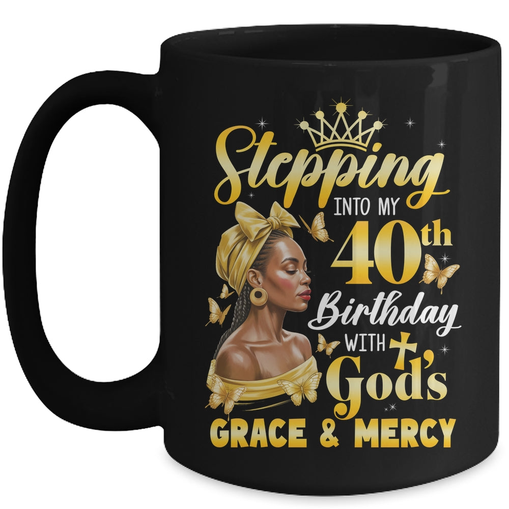 Stepping Into My 40th Birthday Afro Woman Religious Birthday Mug | teecentury