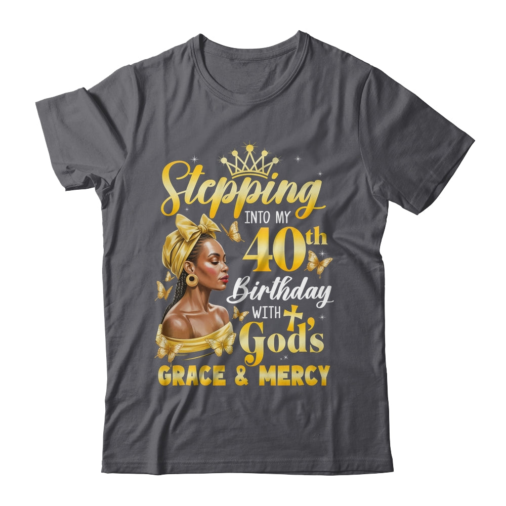 Stepping Into My 40th Birthday Afro Woman Religious Birthday Shirt & Tank Top | teecentury