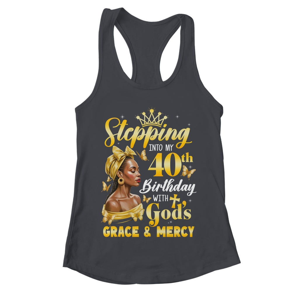 Stepping Into My 40th Birthday Afro Woman Religious Birthday Shirt & Tank Top | teecentury