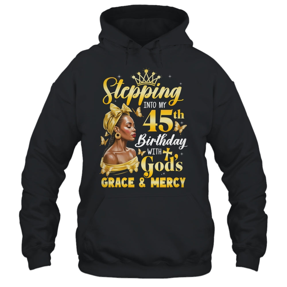 Stepping Into My 45th Birthday Afro Woman Religious Birthday Shirt & Tank Top | teecentury