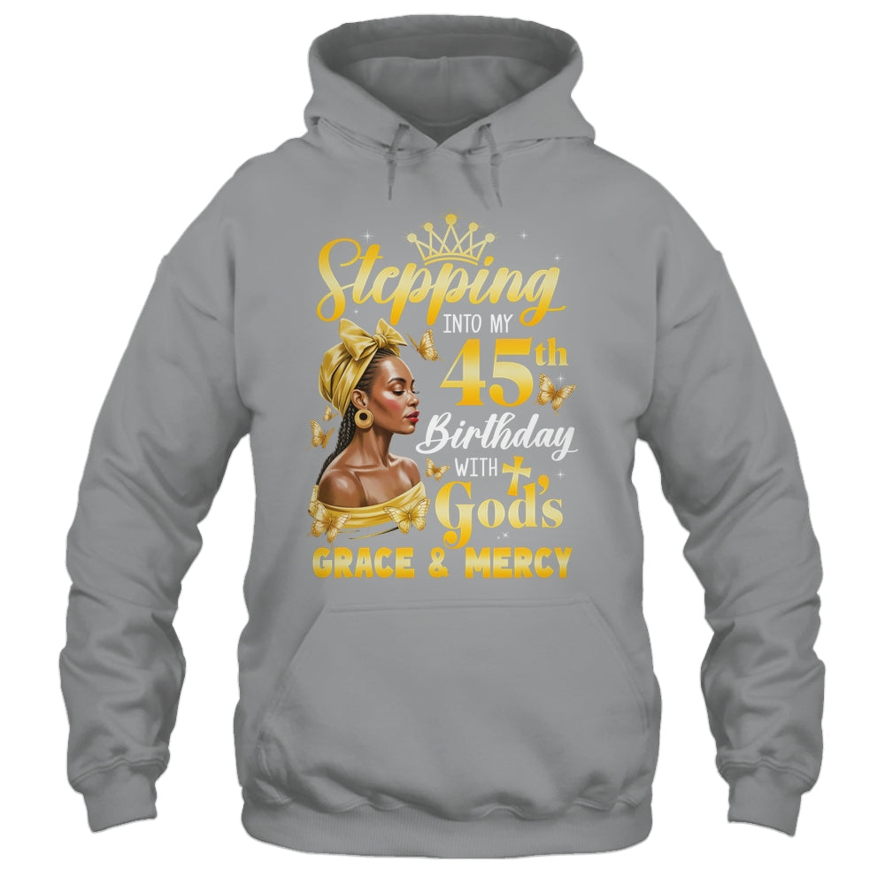 Stepping Into My 45th Birthday Afro Woman Religious Birthday Shirt & Tank Top | teecentury