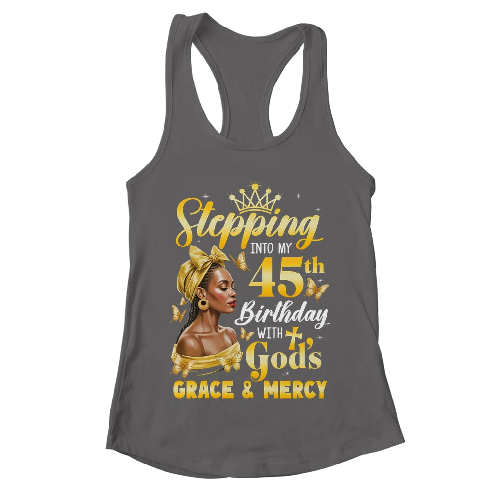 Stepping Into My 45th Birthday Afro Woman Religious Birthday Shirt & Tank Top | teecentury