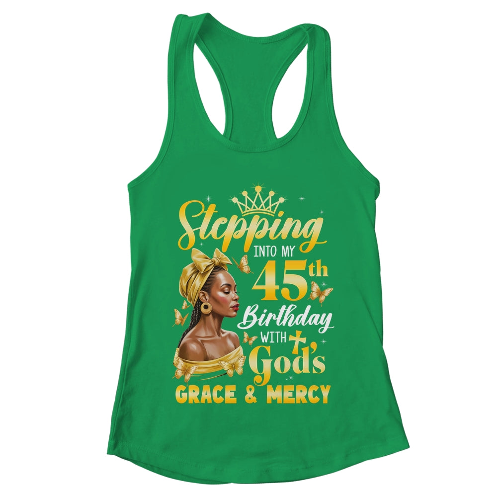 Stepping Into My 45th Birthday Afro Woman Religious Birthday Shirt & Tank Top | teecentury