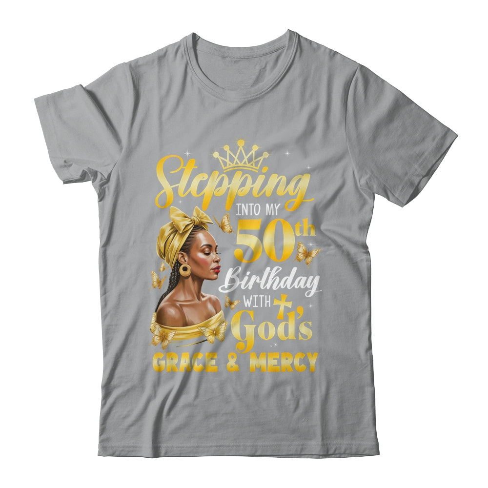 Stepping Into My 50th Birthday Afro Woman Religious Birthday Shirt & Tank Top | teecentury