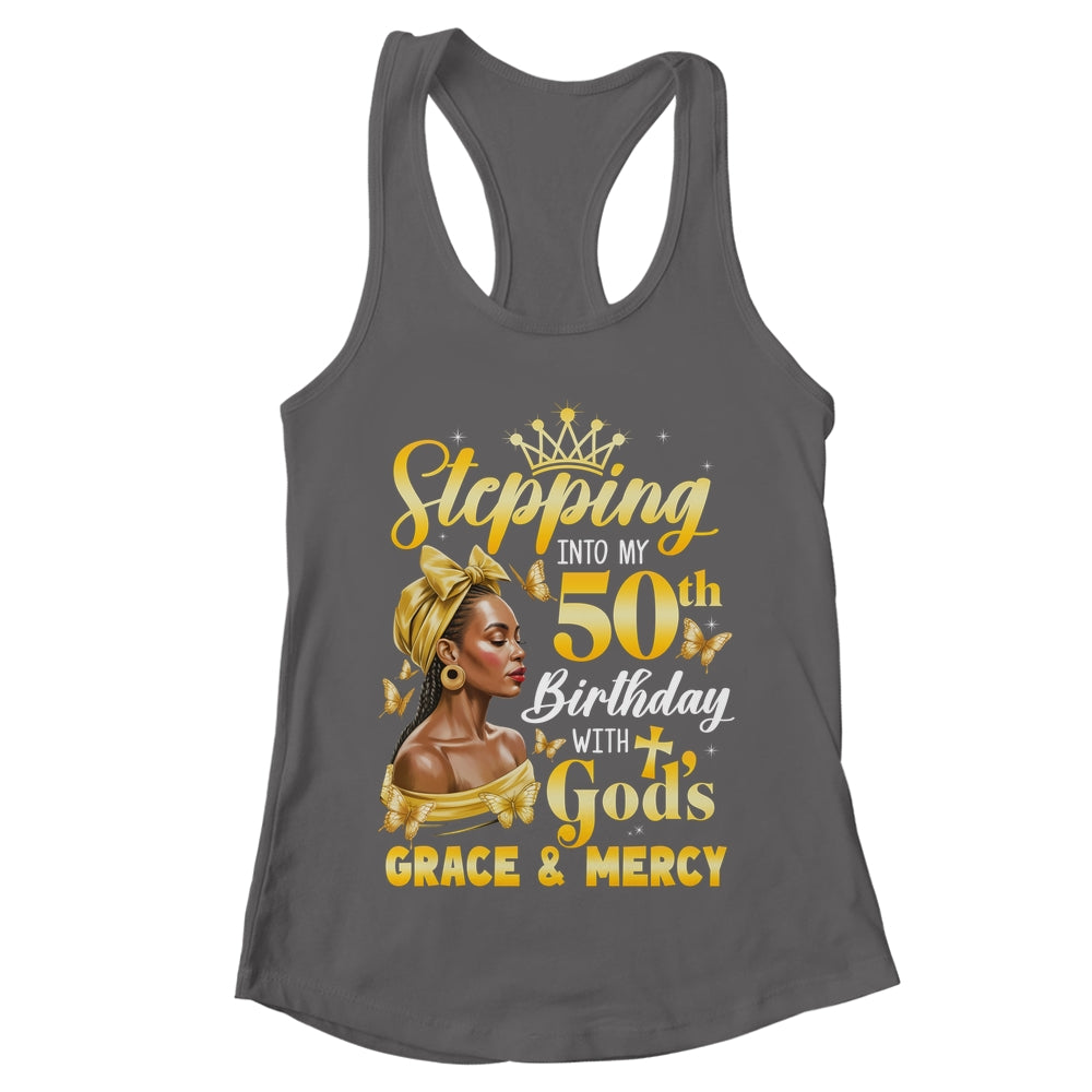 Stepping Into My 50th Birthday Afro Woman Religious Birthday Shirt & Tank Top | teecentury