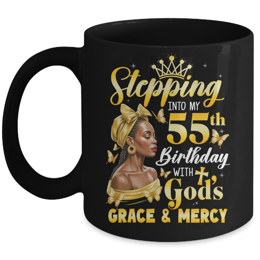 Stepping Into My 55th Birthday Afro Woman Religious Birthday Mug | teecentury