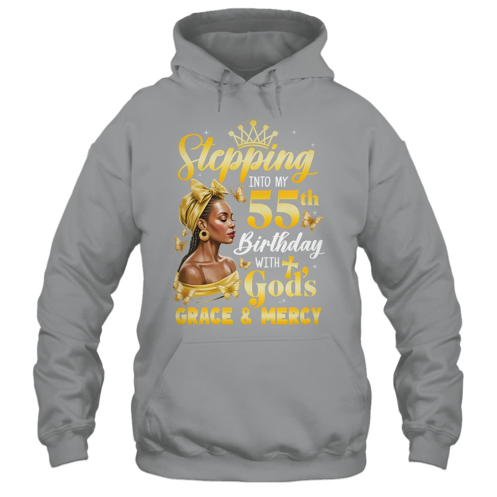 Stepping Into My 55th Birthday Afro Woman Religious Birthday Shirt & Tank Top | teecentury