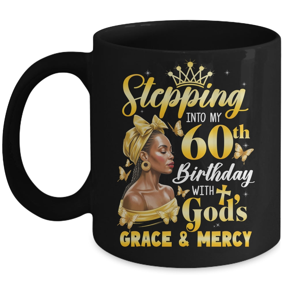 Stepping Into My 60th Birthday Afro Woman Religious Birthday Mug | teecentury