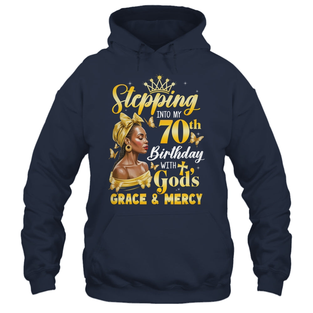 Stepping Into My 70th Birthday Afro Woman Religious Birthday Shirt & Tank Top | teecentury