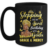 Stepping Into My April Birthday Afro Woman Religious Bday Mug | teecentury