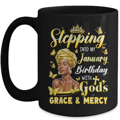 Stepping Into My January Birthday Afro Woman Religious Bday Mug | teecentury