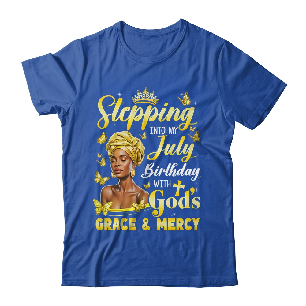 Stepping Into My July Birthday Afro Woman Religious Bday Shirt & Tank Top | teecentury