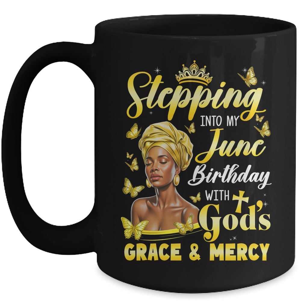 Stepping Into My June Birthday Afro Woman Religious Bday Mug | teecentury