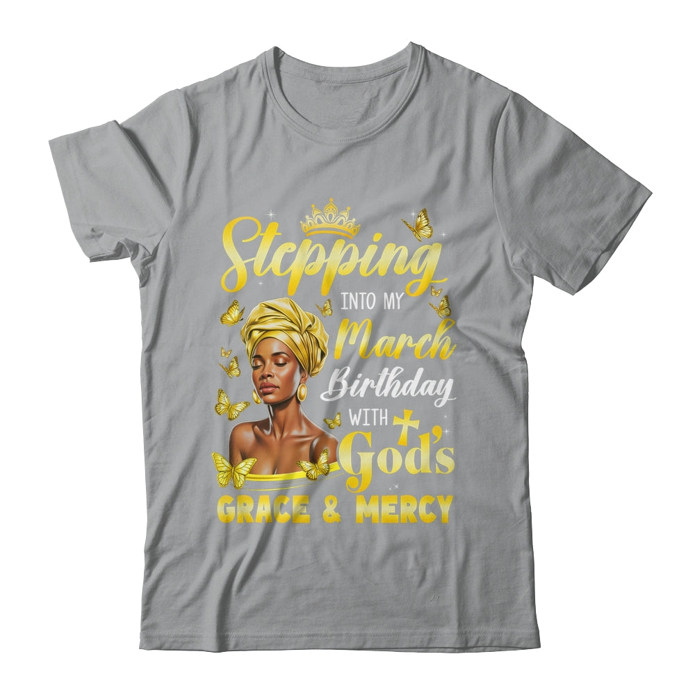 Stepping Into My March Birthday Afro Woman Religious Bday Shirt & Tank Top | teecentury