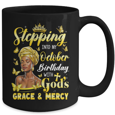 Stepping Into My October Birthday Afro Woman Religious Bday Mug | teecentury