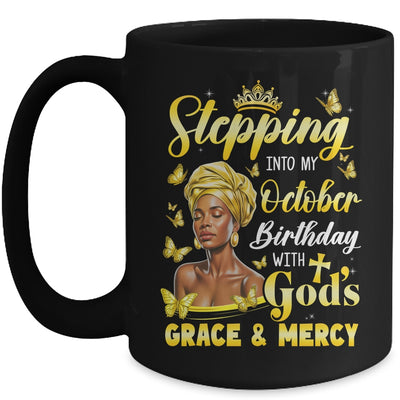 Stepping Into My October Birthday Afro Woman Religious Bday Mug | teecentury