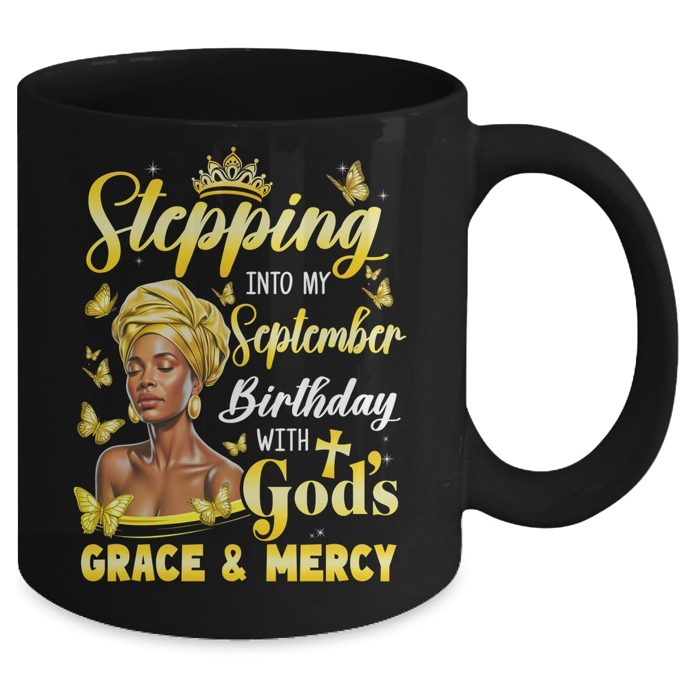 Stepping Into My September Birthday Afro Woman Religious Bday Mug | teecentury