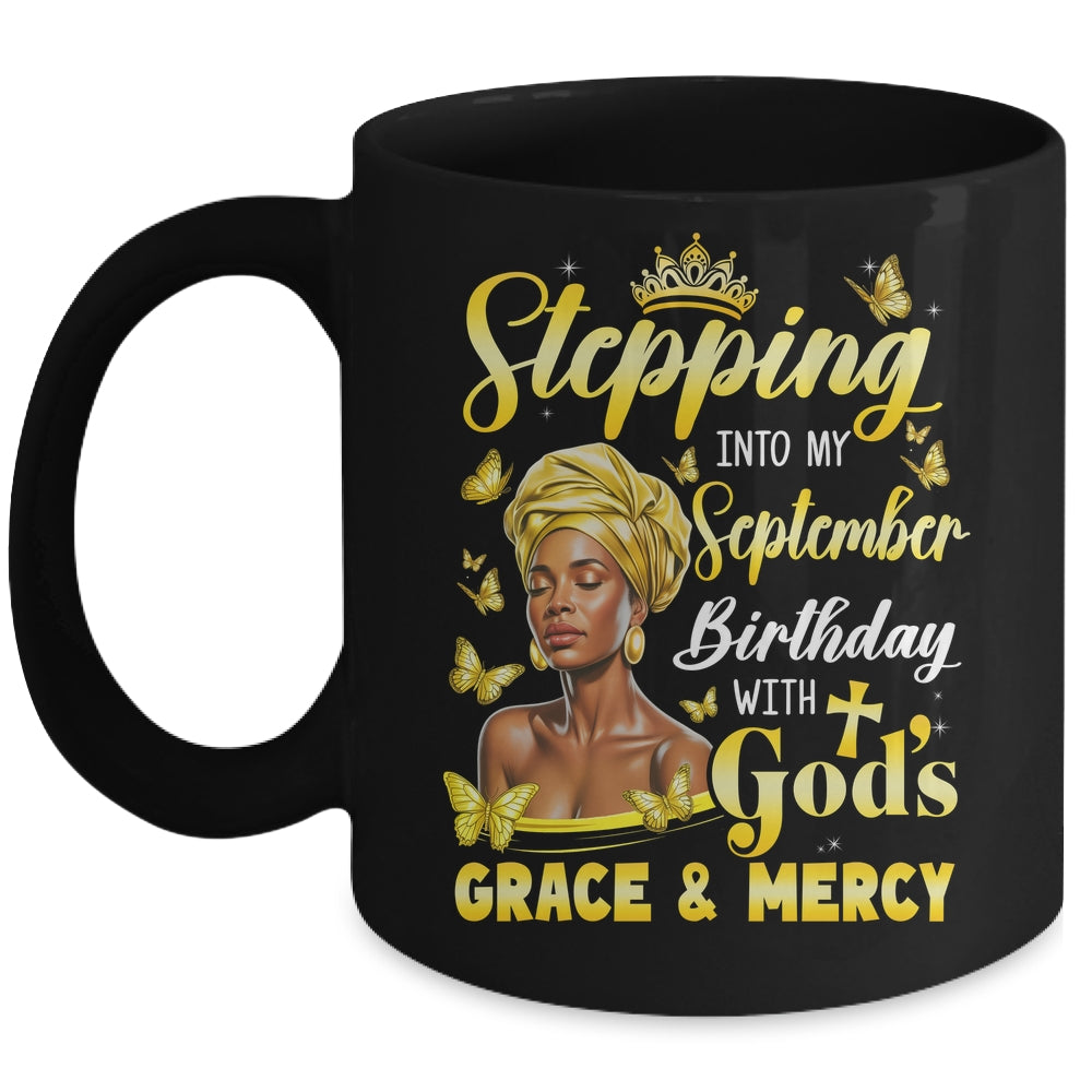 Stepping Into My September Birthday Afro Woman Religious Bday Mug | teecentury