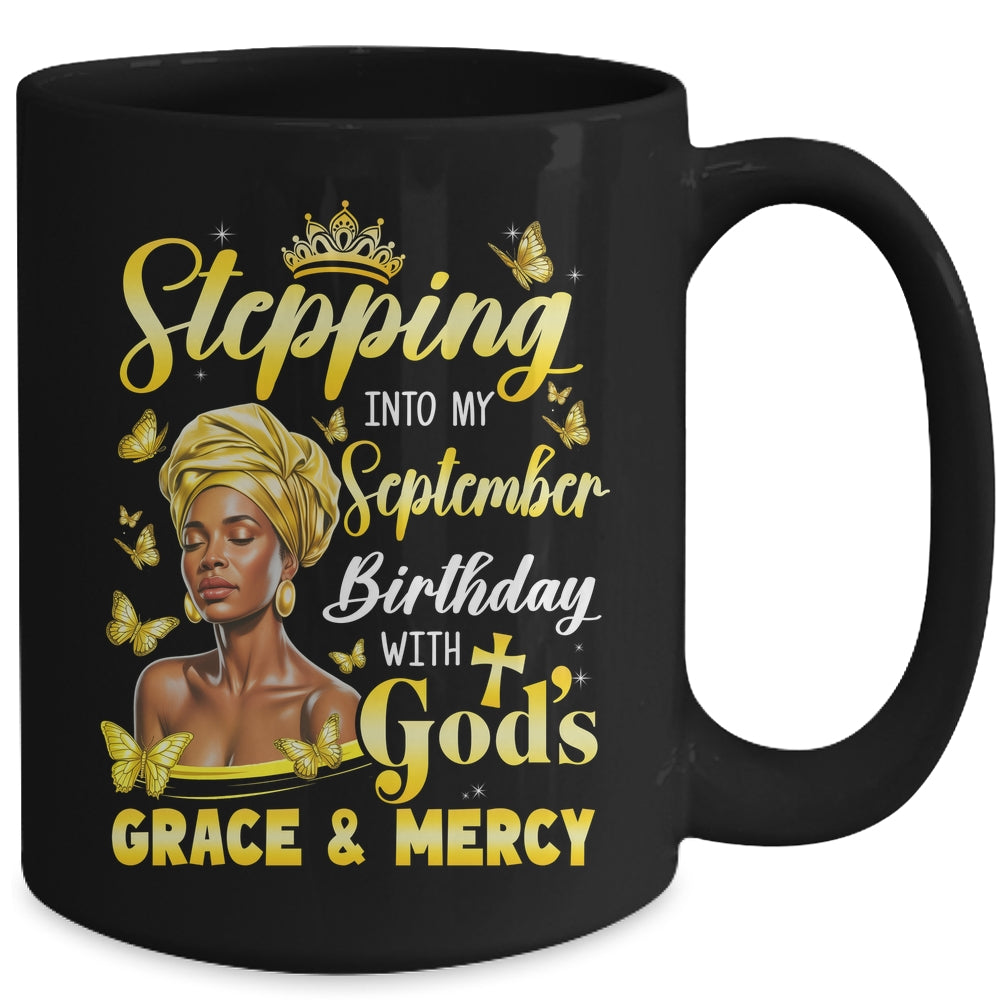 Stepping Into My September Birthday Afro Woman Religious Bday Mug | teecentury