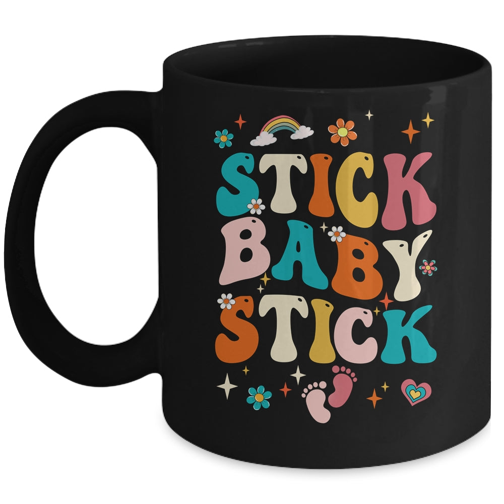 Stick Baby Stick Funny IVF Transfer Day IVF Couple Groovy Mug | teecentury