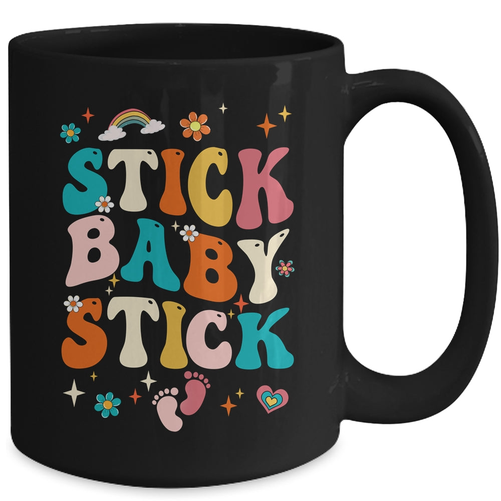 Stick Baby Stick Funny IVF Transfer Day IVF Couple Groovy Mug | teecentury