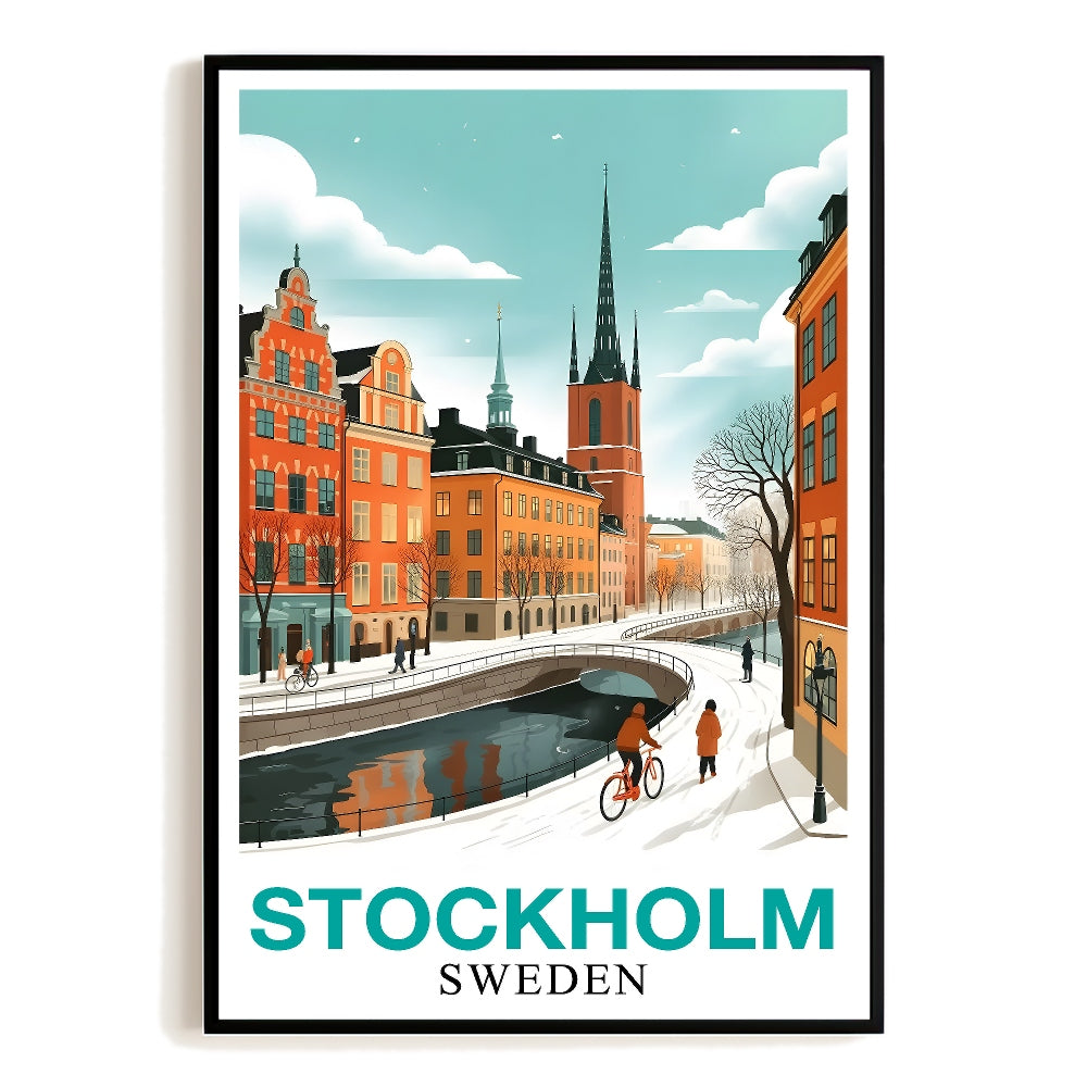 Stockholm Sweden Vintage Style Ideal Gift For Travel Poster Enchanting Winter Wall Art Landscape Print Painting For Home And Office Room Living Room Decor Unframed | teecentury