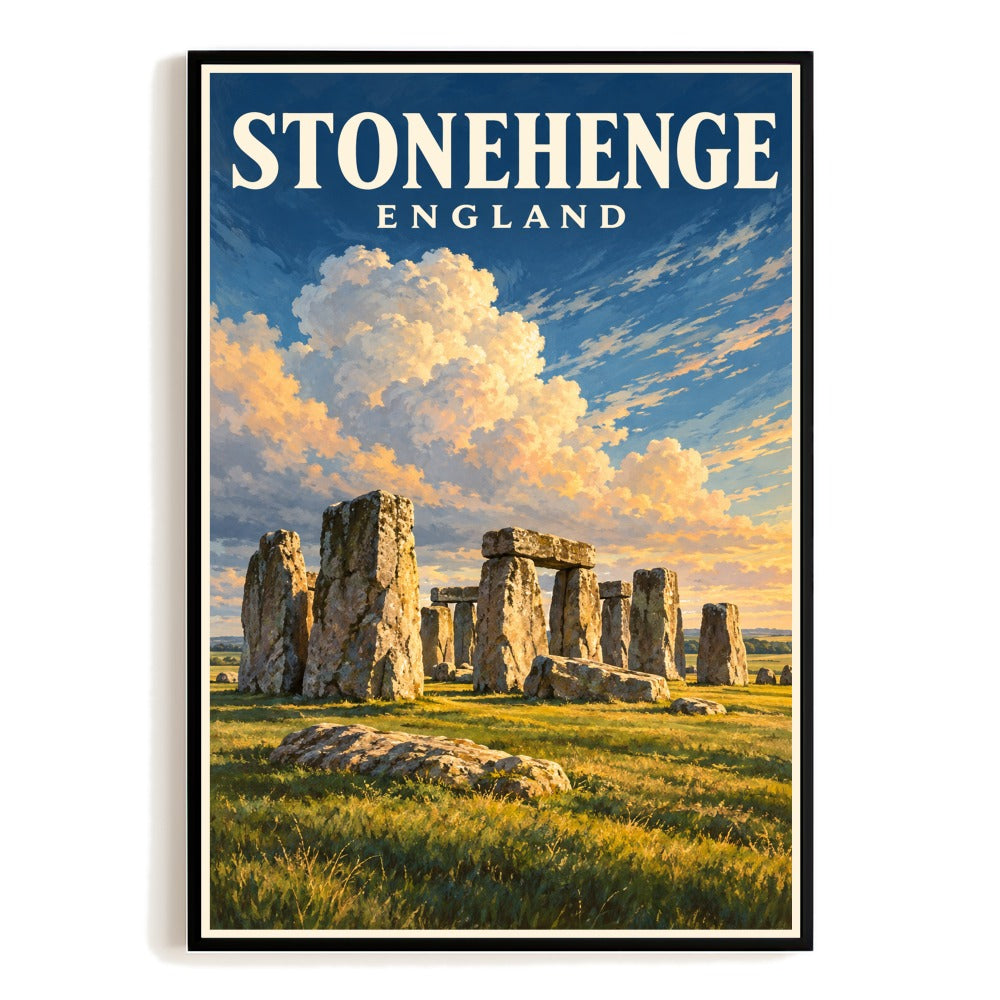 Stonehenge England Travel Poster Vintage Prehistoric Monument Wall Art Print British Countryside Landscape Decor For Home Living Room Office Bedroom Gift Unframed | teecentury