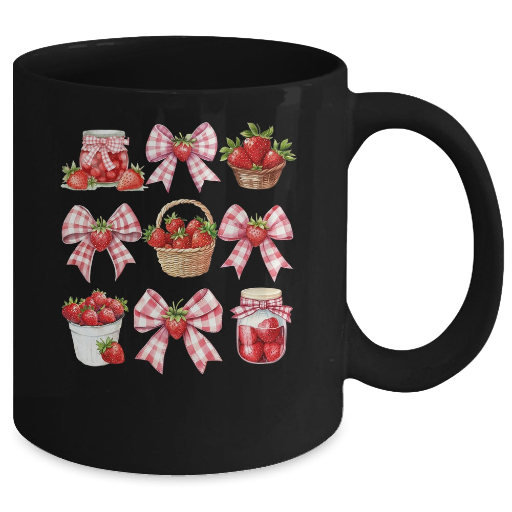 Strawberry Bow Coquette Bow Strawberries Festival Girls Women Mug | teecentury