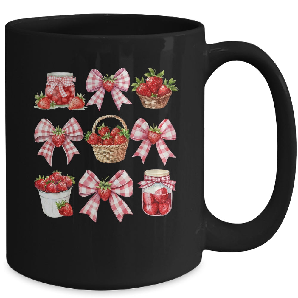 Strawberry Bow Coquette Bow Strawberries Festival Girls Women Mug | teecentury