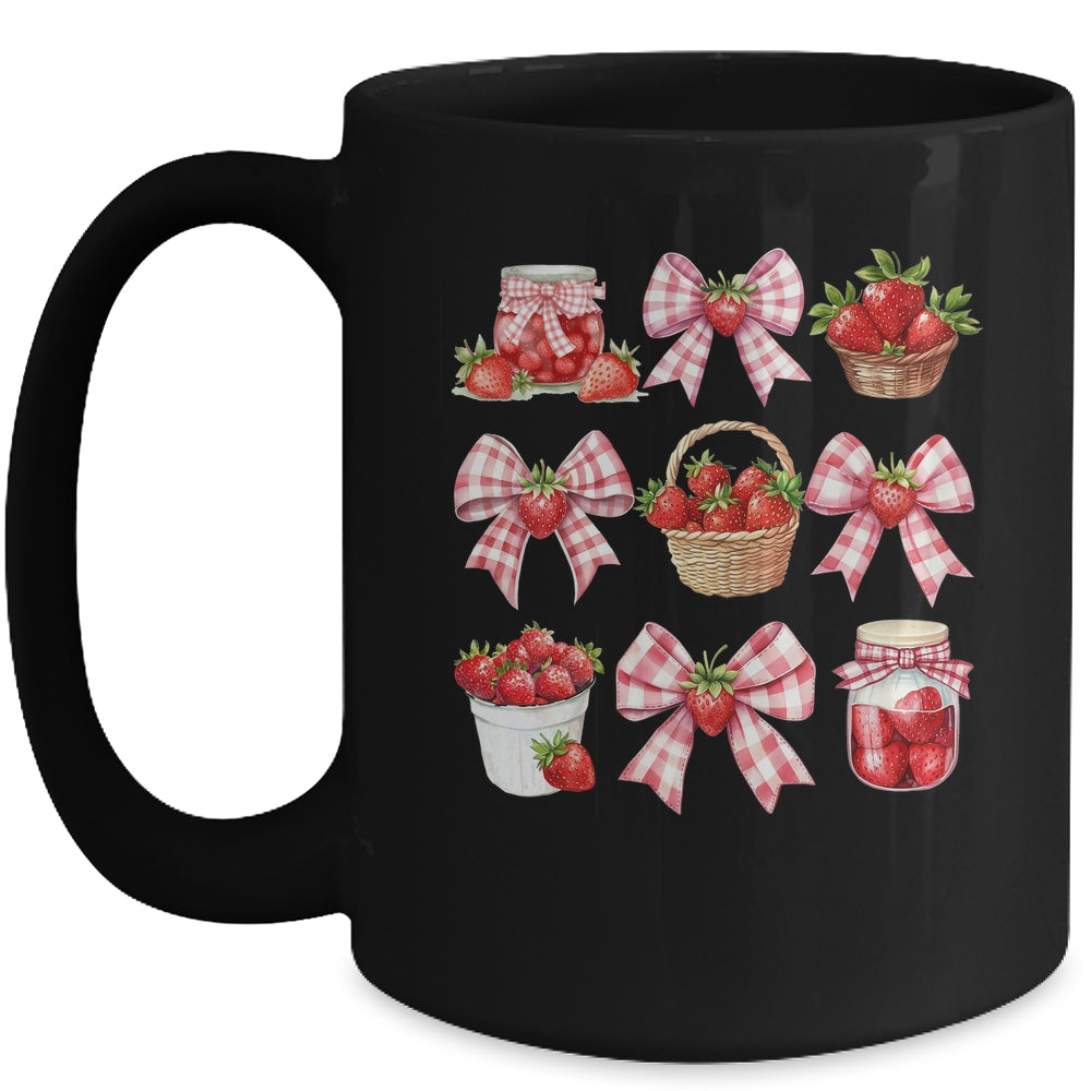 Strawberry Bow Coquette Bow Strawberries Festival Girls Women Mug | teecentury