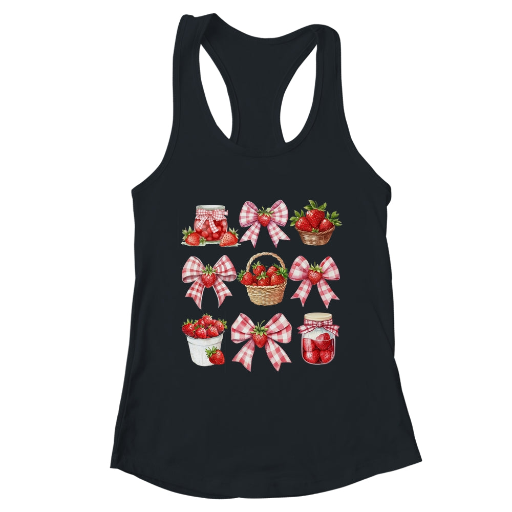 Strawberry Bow Coquette Bow Strawberries Festival Girls Women Shirt & Tank Top | teecentury