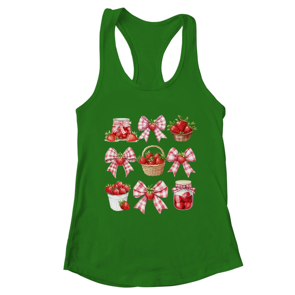 Strawberry Bow Coquette Bow Strawberries Festival Girls Women Shirt & Tank Top | teecentury