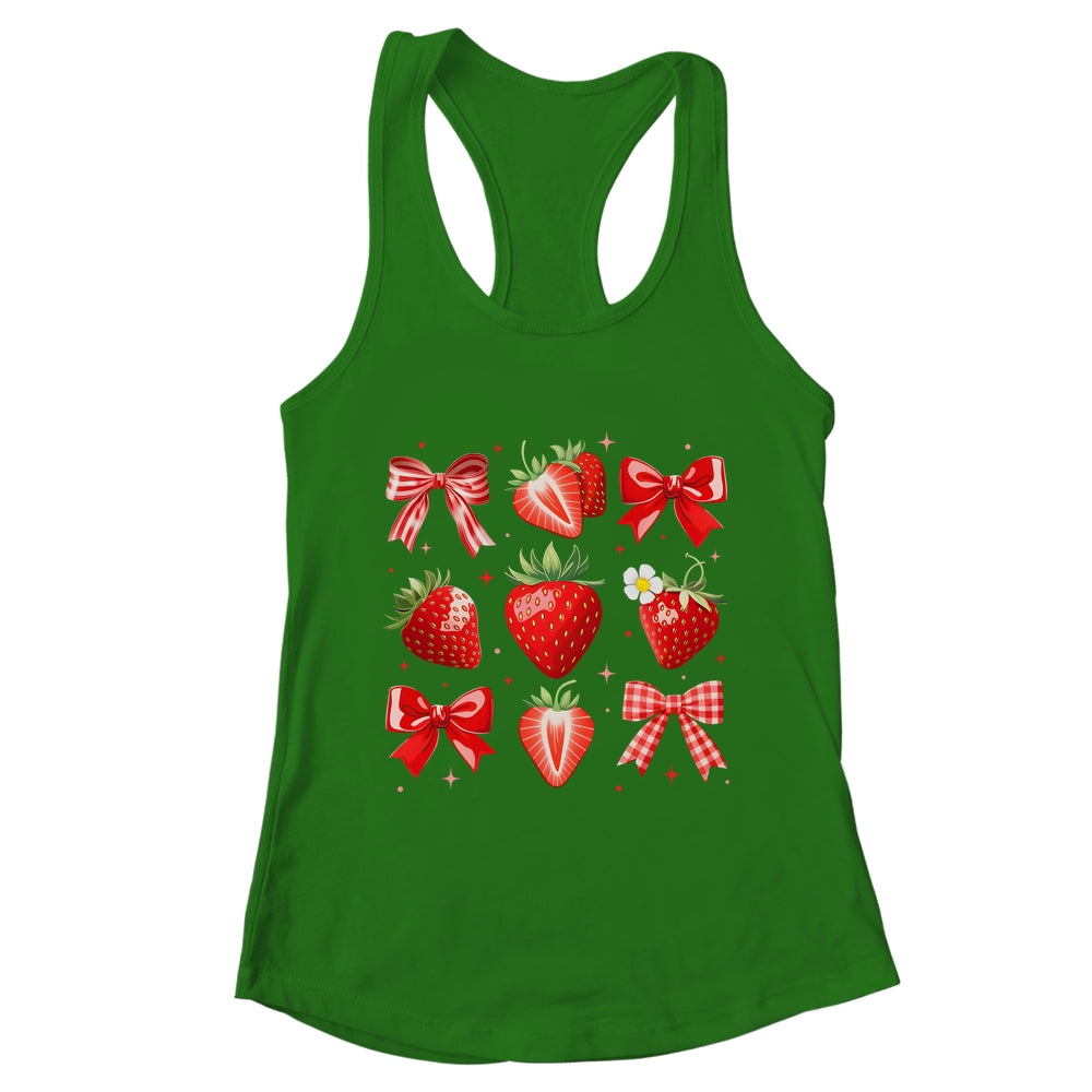 Strawberry Coquette Bow Strawberries Festival Girls Women Shirt & Tank Top | teecentury