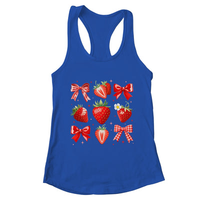 Strawberry Coquette Bow Strawberries Festival Girls Women Shirt & Tank Top | teecentury